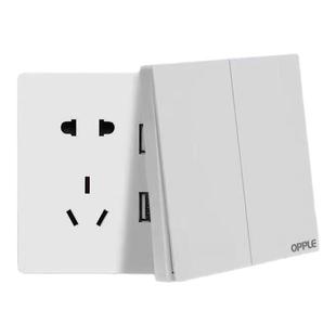 欧普超薄关插座面板无边框系列家用墙壁安装空调86型一开白色五孔