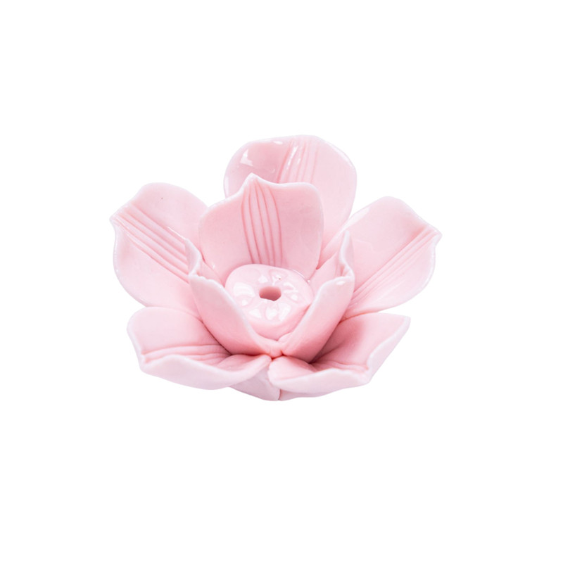 陶瓷手工莲花香插摆件