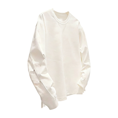 长袖T恤男纯色百搭设计感打底衫