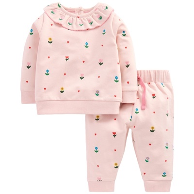 代购 MiniBoden女宝宝套装 26秋季婴幼儿褶边领卫衣+运动裤 0-3岁