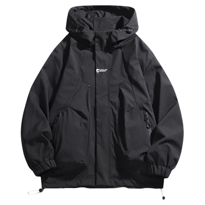 稻草人2024新款冲锋衣外套男款春秋潮牌男装工装痞帅夹克男登山服