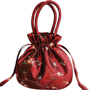 日常汉服配饰手拎布包女古风手提袋小包包复古风古装百搭绣花提包