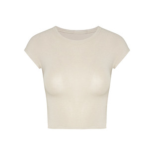 MosesQueen魔西女王沙漏圆领短袖t恤女夏季修身显瘦辣妹短款上衣