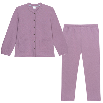 铜牛菱形环提花暖棉开襟家居女套