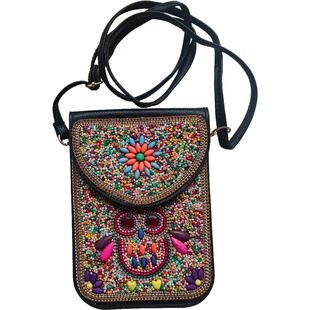 新疆复古米珠包包蒙古民族风小众斜挎包云南旅游手提包手机皮革包