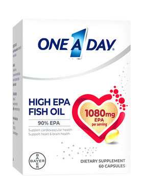 拜耳OneADay红心鱼油高纯度EPA护血脂进口深海鱼油omega3软胶囊