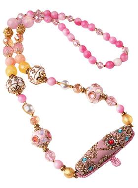 泰国佛牌绳唐卡文玩镶嵌波西米亚粉色多宝元素重手工吊坠绳链