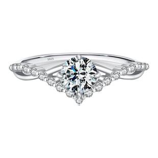 MODIAN摩典50分莫桑钻S925纯银为爱加冕皇冠戒指女情侣求婚钻戒