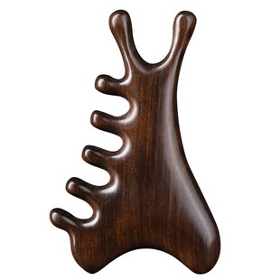 四合一多功能黑檀木梳子按摩头皮经络梳脸部刮痧头部头疗疏通神器