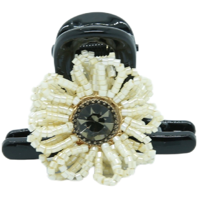 气质高级感串珠花朵抓夹