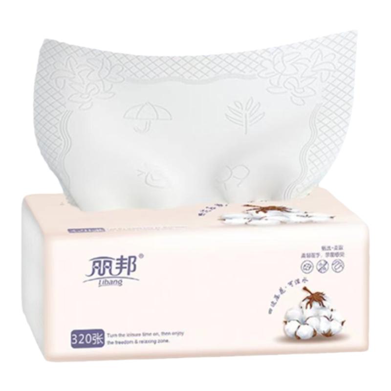 丽邦甄选320张整箱木浆抽纸