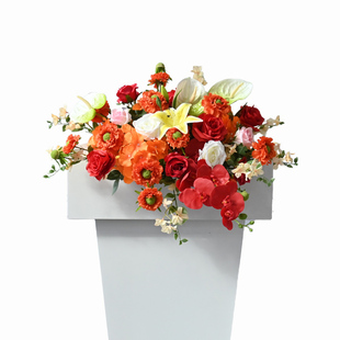 商务演讲台主席台司仪台挂饰下垂花仿真花艺迎宾签到台花绢花布置