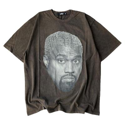 Ganbo 潮牌坎爷KanyeWest Vintage TEE 演唱会周边美式做旧短袖