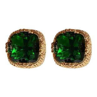 复古祖母绿耳钉高级感轻奢小众独特耳环2025新款爆款绿色宝石耳饰