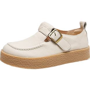 头层牛皮妈妈鞋2025新款柔软舒适单鞋软底不累脚女鞋真皮厚底皮鞋