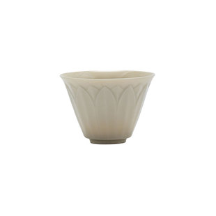 观岚定窑莲瓣陶瓷主人杯茶杯中式家用品茗杯浮雕个人单杯复古茶杯