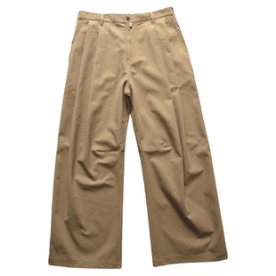 NOFAITH廓形褶皱弯刀裤男秋季新款宽松直筒混纺抗皱弧形休闲长裤