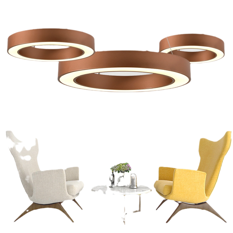 办公室吊灯圆环圆形组合酒店大堂古铜色网咖个性创意非标定做灯具