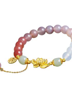 玛瑙手链新款福牌手串莲花