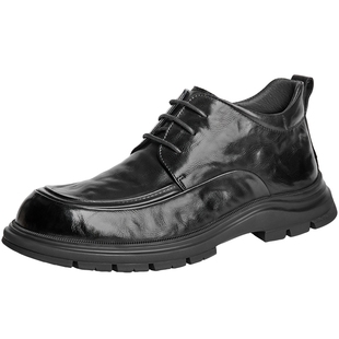 百丽男鞋高帮厚底休闲商务爸爸皮鞋新款棉鞋保暖加绒短靴A1686DD4