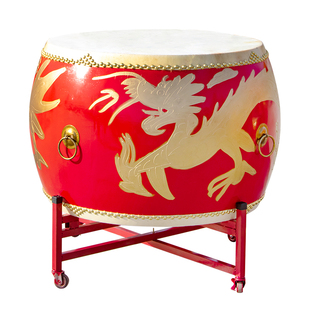 牛皮大鼓成人龙鼓中国红寺庙鼓儿童演出战鼓实木堂鼓威风锣鼓乐器