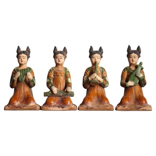 古玩杂项收藏仿古老货瓷器五子登科唐三彩仕女摆件家居装饰品