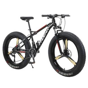 官方正品凤凰沙滩山地自行车雪地车粗胎超大减震男女变速越野宽轮