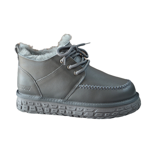 厚底雪地靴男款头层牛皮2025新款冬季加绒加厚保底暖棉鞋羊毛靴子