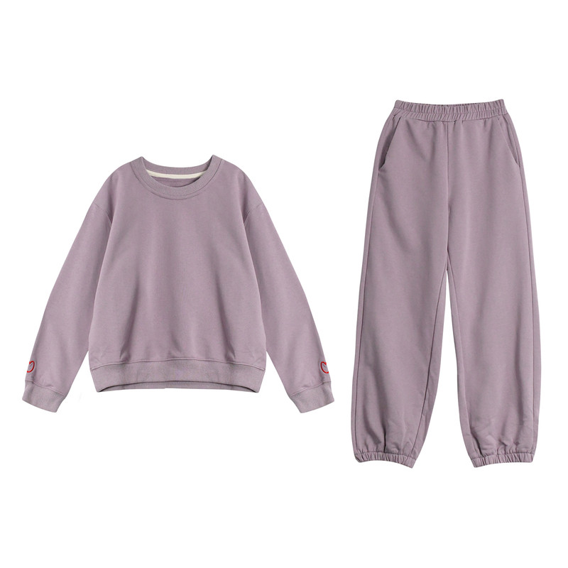 春装女童全棉紫色卫衣长裤套装