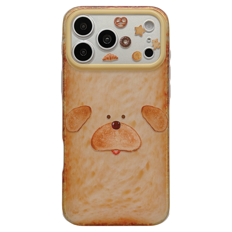 jze 卡通可爱烤焦面包狗狗表情适用苹果17ProMax手机壳iphone16pro新款17女款15pro创意14全包双层防摔手机套