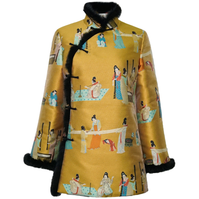 复古秋冬毛领上衣小袄女