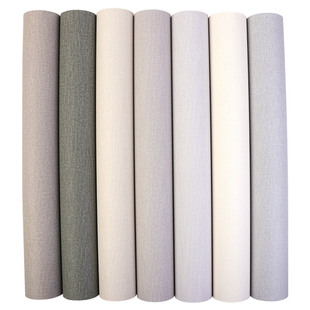 纯色素色无纺布亚麻布纹墙纸日式客厅卧室壁纸非自粘浅灰色奶咖色