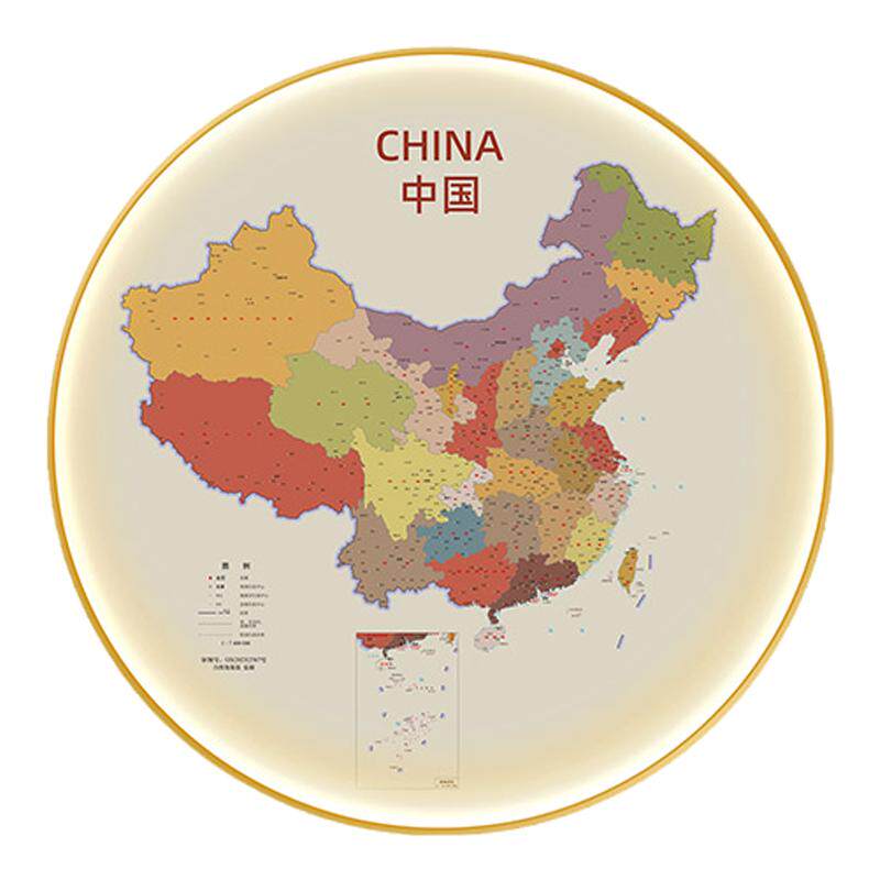 世界地图灯画玄关书房圆形挂画
