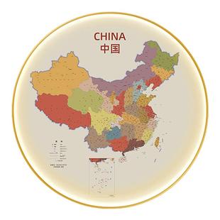 世界地图中国灯画办公室玄关书房圆形装饰画客厅过道会议室墙壁画