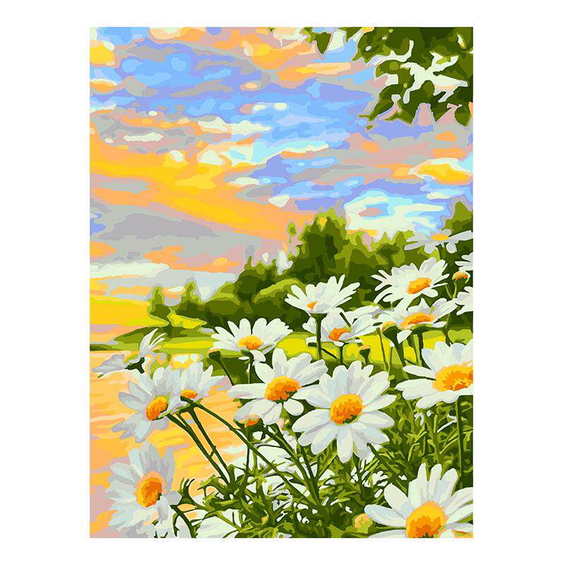 自油自画DIY数字油画夏日雏菊