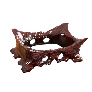 实木带槽奇石底座黄河石鹅卵石泰山石头不规则凹槽摆件托架免挖槽