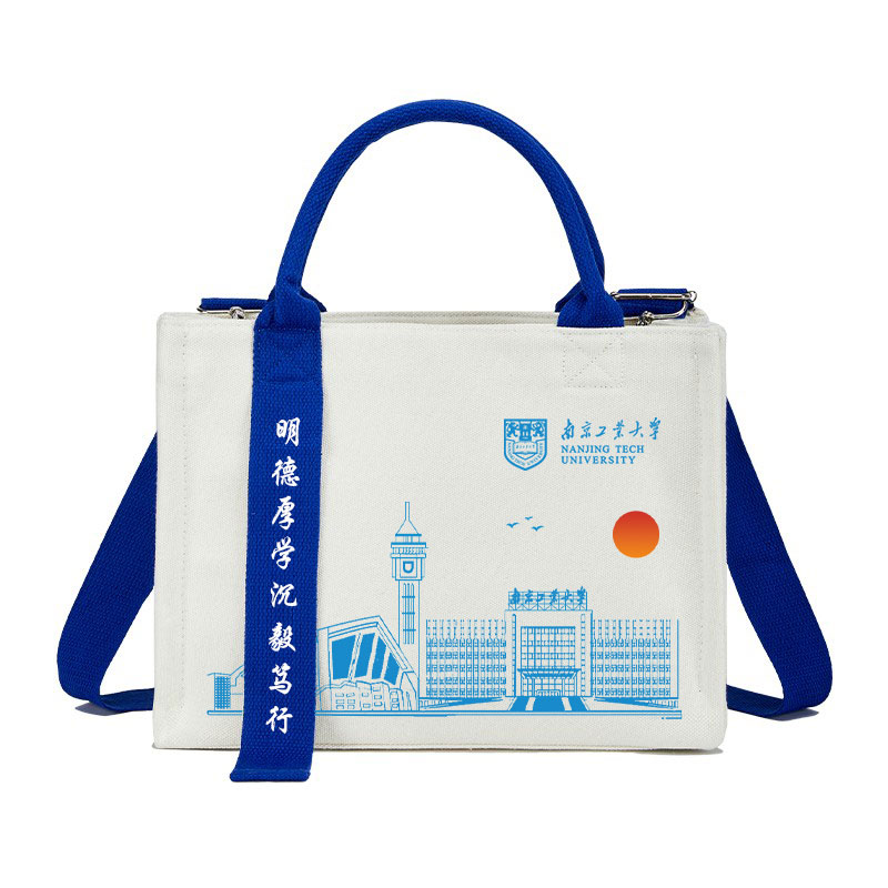 帆布袋定制Logo手提袋学校会议宣传礼品环保袋飘带帆布包包定做印
