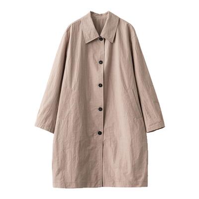 小个子两色纯棉中长款风衣