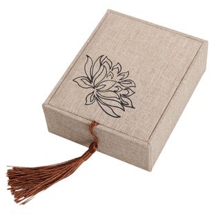 莲花 流苏麻布手串念珠盒 108佛珠首饰珠宝 盒古玩挂件项链盒包装