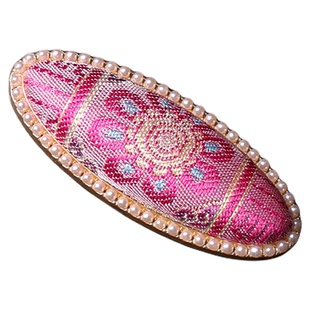 名家非遗真丝宋锦纯手工椭圆珍珠边夹发夹椭圆宫廷风马年吉祥发饰