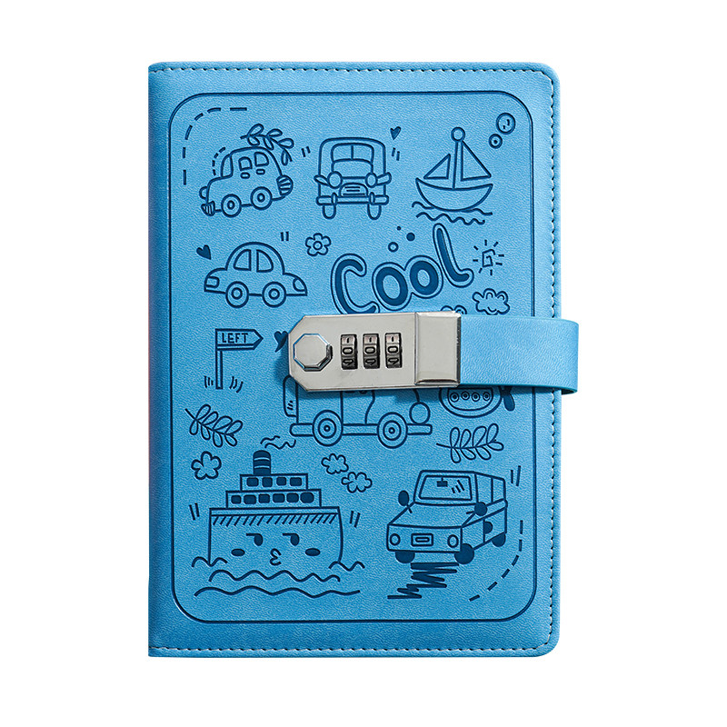 新款A5密码锁日记本子带锁儿童笔记本子加厚卡通密码本学生记事本