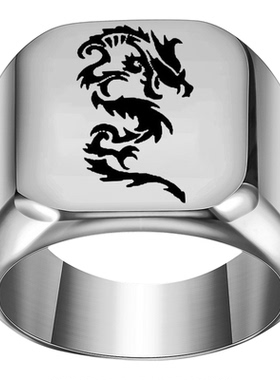 戒指钛钢龙形狮子头玫瑰色首饰品