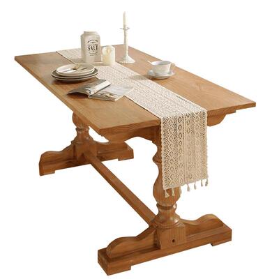 棉麻桌旗美式米色复古钩针钩花