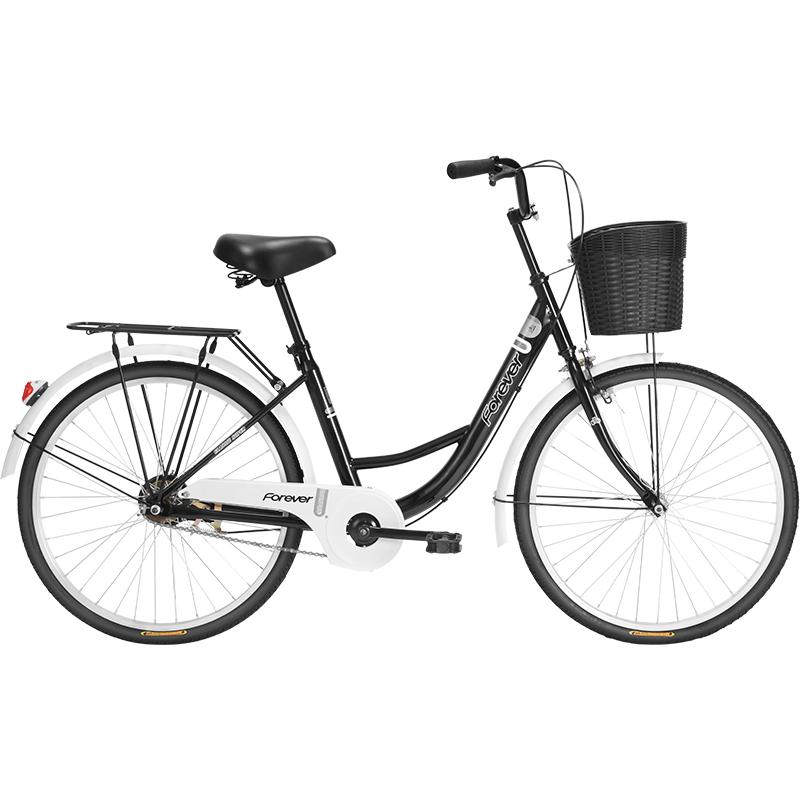 永久牌通勤自行车男女款成人轻便上班代步24/26寸老式单车实心胎