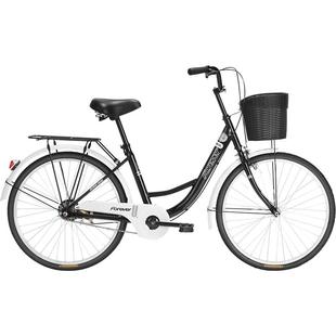 永久牌通勤自行车男女款成人轻便上班代步24/26寸老式单车实心胎