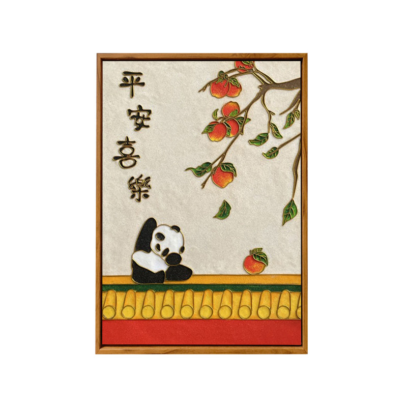 故宫熊猫花花肌理DIY数字油画