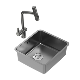 悍高单槽水吧台圆形水槽方槽家用304不锈钢纳米水槽洗菜盆洗碗池