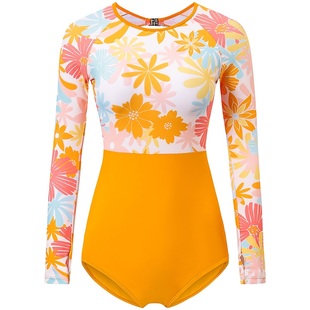AXESEA冲浪服女速干防晒长袖泳衣温泉游泳专业连体水母衣 *Asia