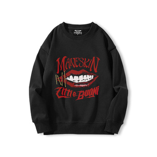 意大利Maneskin流行摇滚乐队圆领卫衣男女秋冬新款百搭加绒上衣潮