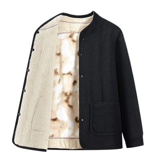 爸爸冬装加厚保暖内衣套装男款2025新款中老年人加绒开衫棉衣棉裤